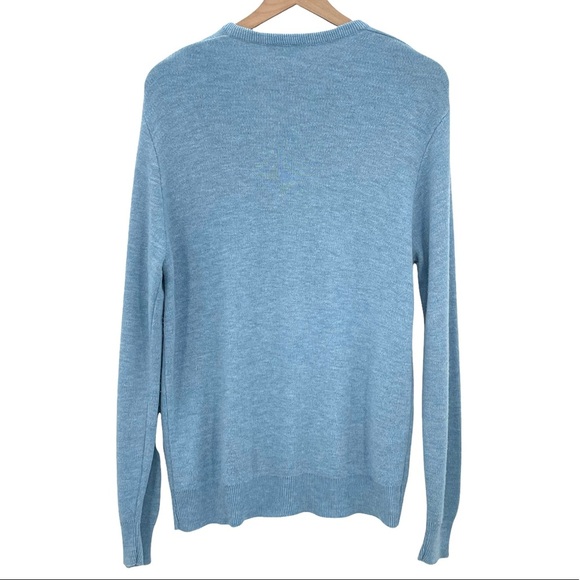 Vintage Robert Bruce V-Neck Pullover Sweater Solid Light Blue SOFT Unisex | Sz L - Picture 3 of 6